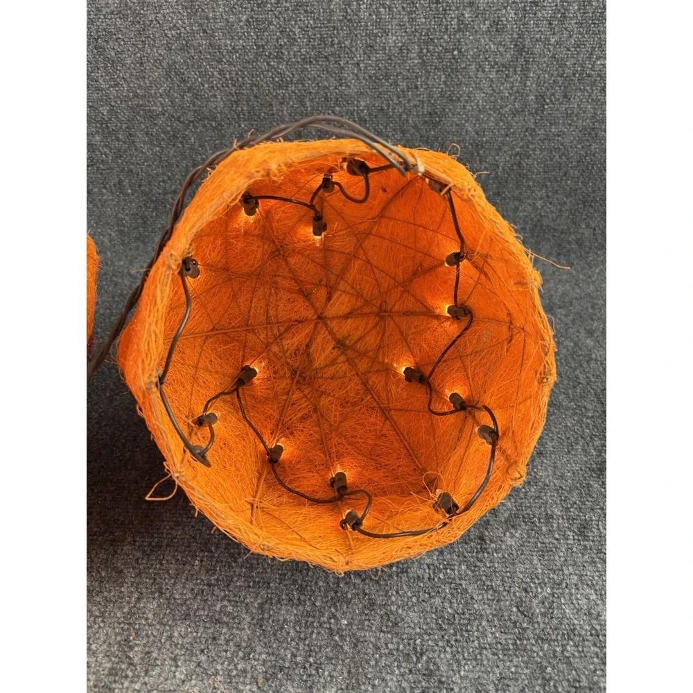 Halloween Light Up Sisal Pumpkins Set Of 2 Works Spooky Yard Decor